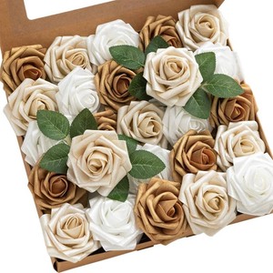 $25 Lings moment Artificial Flowers 25Pcs Gold Roses Decor wStems