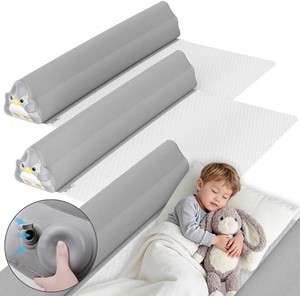 $40 Inflatable Travel Bed Rails 2 Pack Bed Bumpers for Toddlers - Portable Soft Bedside Rails with Pump for Hotel - Easy to Inflate