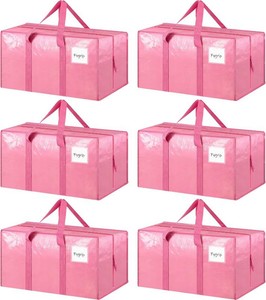 $40 6 Pack Extra Heavy Duty Large Moving Bags with Strong Zipper, Pink