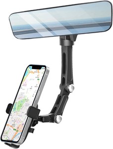 $22 Karmus Rearview Mirror Phone Holder for Car, Rear View Mirror Phone Holder, Rotatable and Retractable Car Phone Holder Mount, Car Truck Essentials Accessories Compatible with All Cell Phones