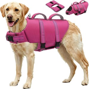 $25 EMUST Dog Life Vest for Swimming, Dog Life Jacket with 2 Rescue Handles- 2XL
