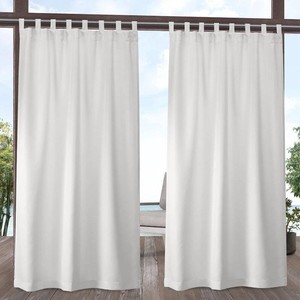 $22 Exclusive Home Cabana Solid IndoorOutdoor Light Filtering Hook-and-Loop Tab Top Curtain Panel Pair, 54x84, Vanilla