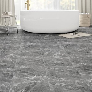 $20 20-Pack Peel and Stick Floor Tiles Vinyl Floor 12 x 12 inch Self Adhesive Waterproof Flooring Planks DIY for Bathroom, Kitchen, Living Room, RV, Cover 20 Sq. Ft, Dark Grey Marble