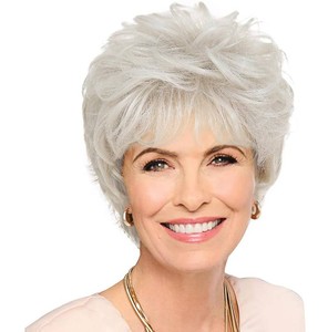 $40 UDU Wigs for Women, Short Pixie Cut Wigs for White Women, Short Hair Wig for Older Women, Short Wigs with Bangs for Daily Wear Natural Looking Layered Wig for Elderly Women