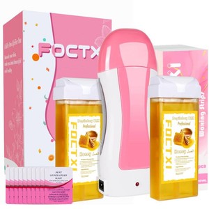 $20 Roll On Waxing Kit for Sensitive Skin - Hair Removal with 2 Honey Soft Wax Cartridges and 100 Non-Woven Wax Strips, 10 Wipes