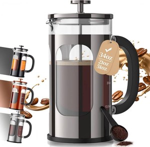 $32 Veken 34oz French Press Coffee Maker, No Plastic Touching Cafe,1 L Cafetera