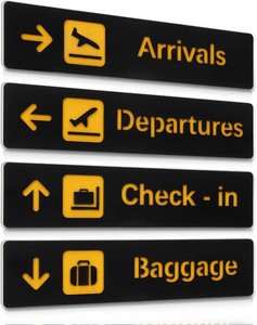 $32 Youyole 4 Pcs Airport Signage Poster Wooden Travel-themed Wall Sign,Airport