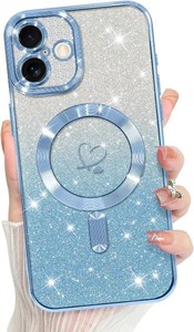 $20 Bonoma Compatible with iPhone 16 Case Heart Glitter -Blue