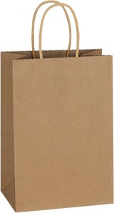 $20 Mlyta 100 Pack 5.25x3.25x8.5 Inch Plain Small Brown Kraft Paper Gift Bags with Handles Bulk for Goodie, Party Favor Brithday Grocery Shopping, Business Wedding Retail Craft Treat, Merchandise Sacks