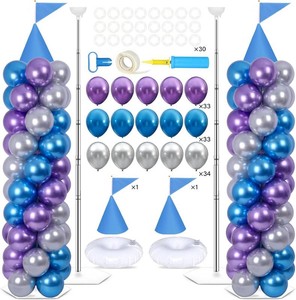 $27 2 Set Blue Princess Castle Balloon Column Stand Kit Adjustable Decor