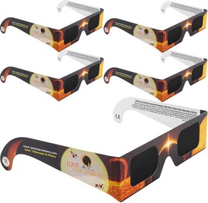 $28 Lunt Solar Eclipse Glasses 5-Pack - ISO & CE Certified, AAS Approved for 2026 Eclipse in Spain & EU (UK, Germany, France)