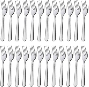 Unokit 24-Piece Stainless Steel Dinner Forks Silverware - 7.1 Inch Silver Dinner Forks Set of 24, Flatware Set for Home, Kitchen or Restaurant, Mirror Polished, Dishwasher Safe