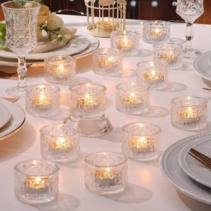 $28 24 Pack Clear Tealight Candle Holders, Glass Votive Candle Holders Bulk