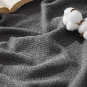 $46 Bedsure 100% Cotton Blanket, Herringbone Weave, King, Dark Grey