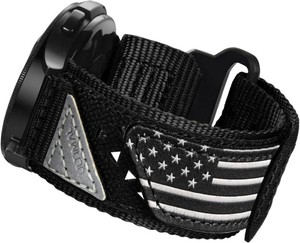 $20 ULTIMAL 20mm Watch Band Compatible with Samsung Galaxy Watch 7 6 5 4 FE 40mm 44mm6 4 Classic5 ProActive 2, Nylon Quick Release Band Compatible with Garmin Vivoactive 6 5 3Forerunner 645 55 245 (BLACK USA FLAG, L)
