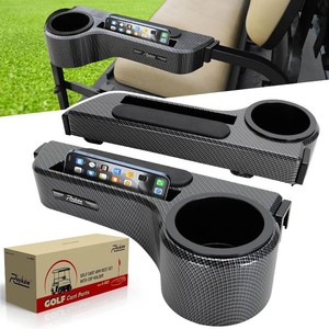 $50 Roykaw Golf Cart Armrest with Cup HolderRear Seat Arm Rests Fit for EZGOClub CarYamaha & Most Golf Cart, Upgrade 3rd Gen - with Phone Holder, No Drilling Required, Fit 1.01-14 Square Tube Frame
