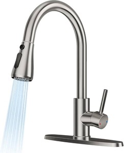 $30 FEELSO Kitchen Faucets with Pull Down Sprayer, Brushed Nickel