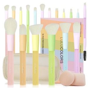 $20 LULUCOLORS 18Pcs Candy Colored and Soft Touch Makeup Brush Set
