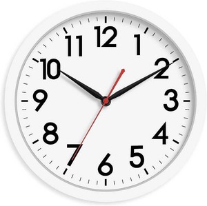 $28 AKCISOT 14 Inch Wall Clock, Silent Battery Operated Analog Clock, White