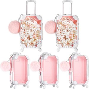 VioraWhite 5 Pcs Mini Suitcase Gift Box and Plush Ball Set, Pink