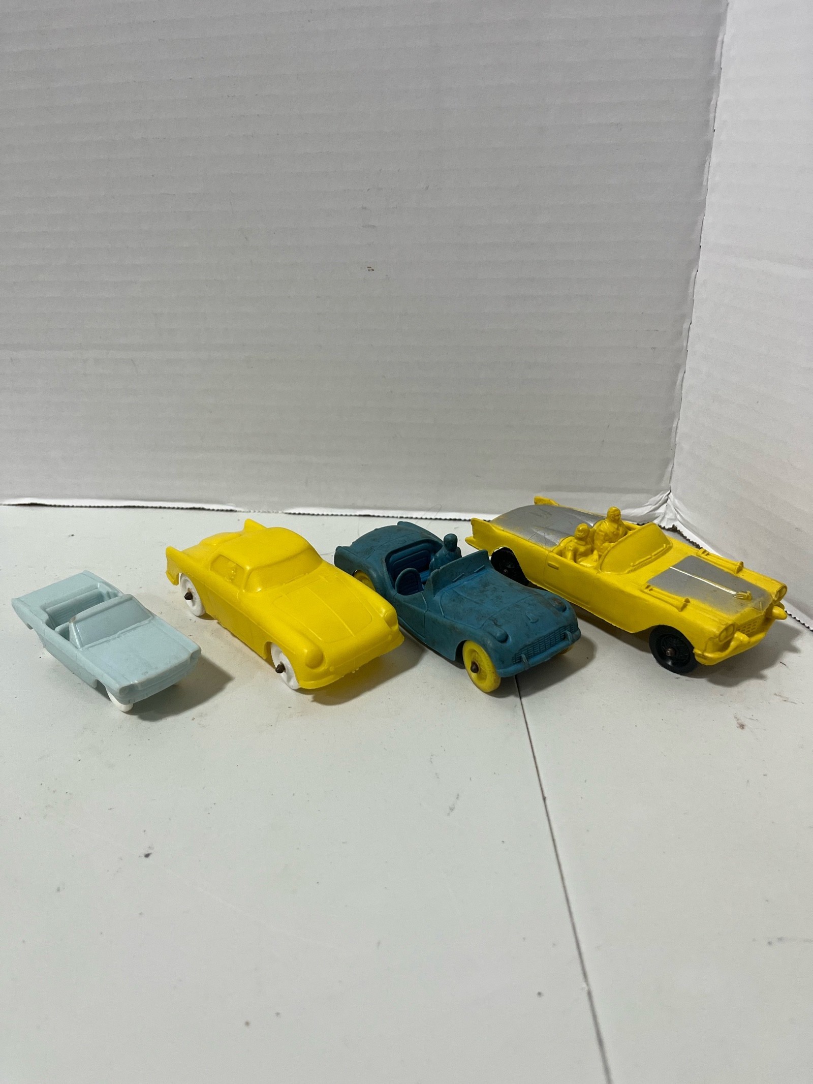 4 Vintage Rubber and Plastic Cars 3 Auburn Cars & 1 F&F Mold and Die Works
