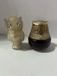 Two Vintage Avon Owl Perfume Bottles