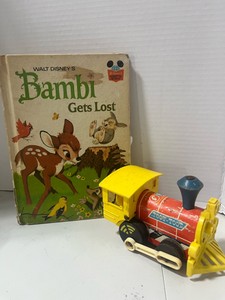 1972 Bambi Gets Lost Book and Fisher Price Toot-Toot Train
