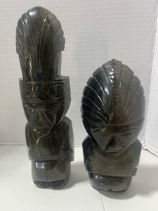 Two Wonderful Golden Obsidian Carvings