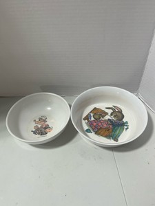 Two Vintage Melmac and Solite Childrens Cereal Bowls