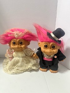 Vintage Russ Bride and Groom Troll Dolls