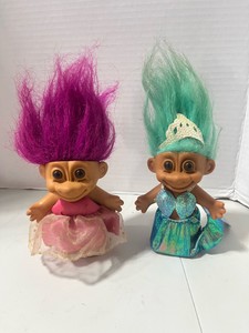 Two Vintage Russ Troll Dolls Mermaid and Garden Party