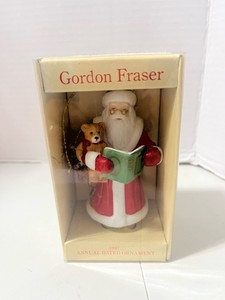 1987 Gordon Fraser Schmid Santa Ornament w Teddy Bear Porcelain