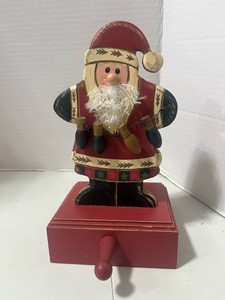 Vintage Wood Santa Claus Stocking Hanger