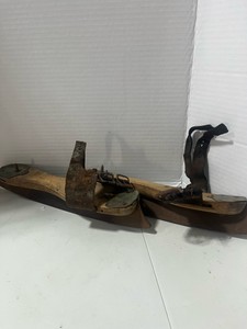 Antique Samuel Winslow Ice Skates Wood and Metal USA