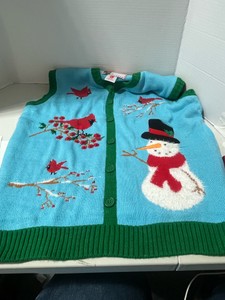 Ugly Christmas Sweater Vest with Cardinals Sz L