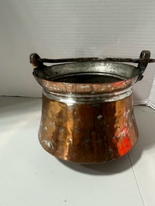 Vintage Turkish Hand Hammered Copper Pot with Handle