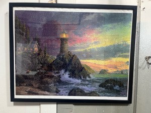Framed Thomas Kinkade Rock of Salvation Jigsaw Puzzle 24X30