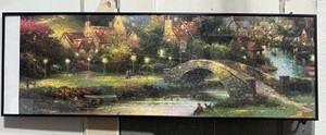 Framed Thomas Kinkade Lamplight Village Jigsaw Puzzle 36 X 12