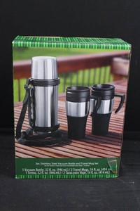 Stainless Steel Vacuum Bottle & Travel Mug Set - 3pc