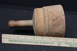 Wooden Carved Floral Butter Mold With Turned Handle