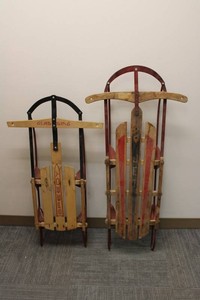 Vintage Wooden Runner Sleds - GLADDING & SPEED (Lot of 2)