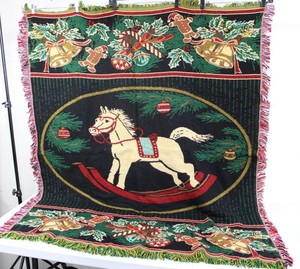 The Northwest Company Christmas Rocking Horse Throw Blanket 24 W x 27.5 L