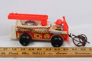 Vintage Fire Engine Toy With Movable Ladder