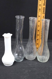 Decorative Glass & Ceramic Bud Vase Assortment (Lot of 4)