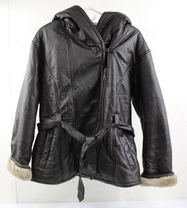 Wilson Leather Hooded Shearling-Trim Leather Jacket Size L