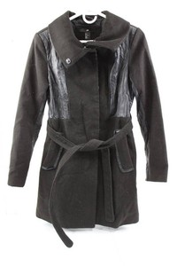 H&M Womens Black Belted Coat Size 6
