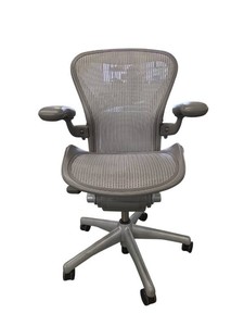 Herman Miller Aeron Chair (Size B) finished in a sleek Mineral colorway with a Satin Aluminum base. Retail price $2200