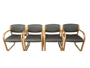 Set of 4 Steelcase Warren Snodgrass Bentwood Chairs