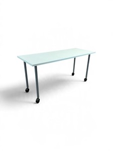 Rectangular training or utility table with a light-colored laminate top