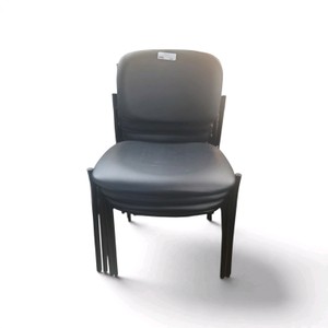 4 Black Stacking Padded Guest Chairs